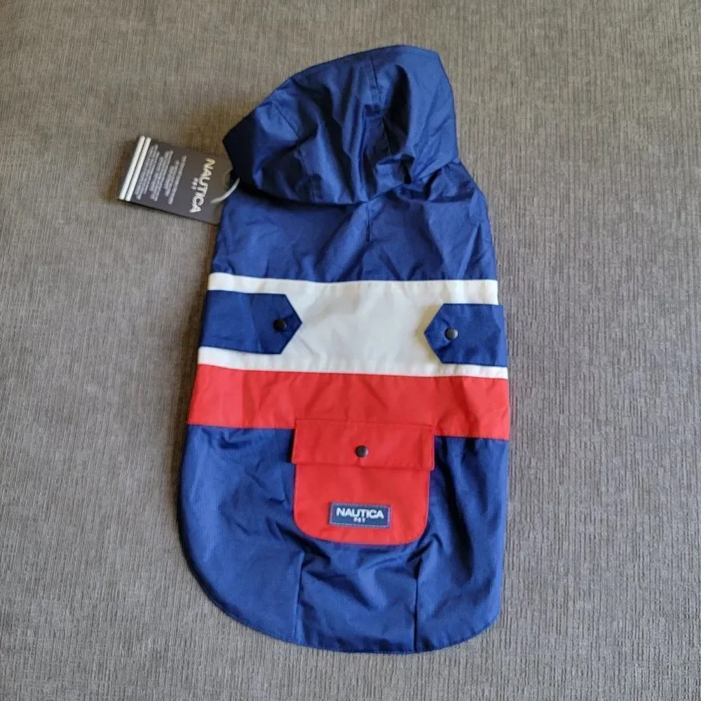 Nautica Pet Dog Blue Raincoat Harness Poncho Hoodies Vest Waterproof co…
